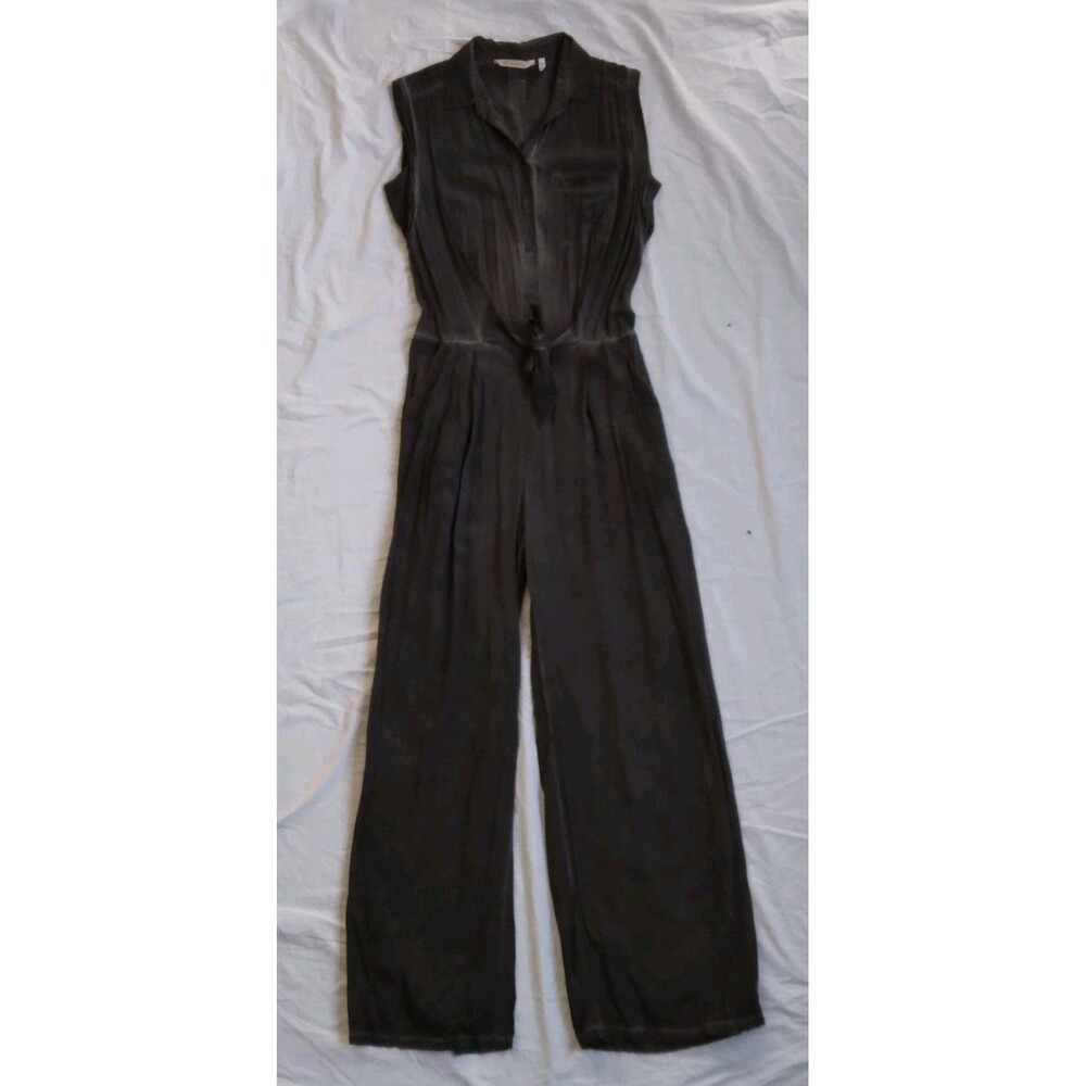 Soft Surroundings Camilla Jumpsuit Gray Wide Leg Boho Lagenlook Coastal Size S - Picture 2 of 16
